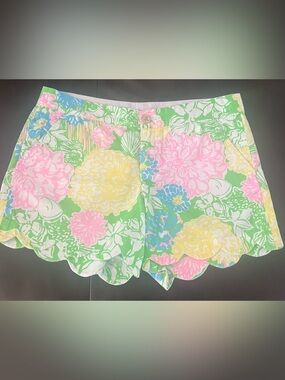 Lilly Pulitzer Green Pink Yellow Blue Floral Buttercup Shorts: Size 6